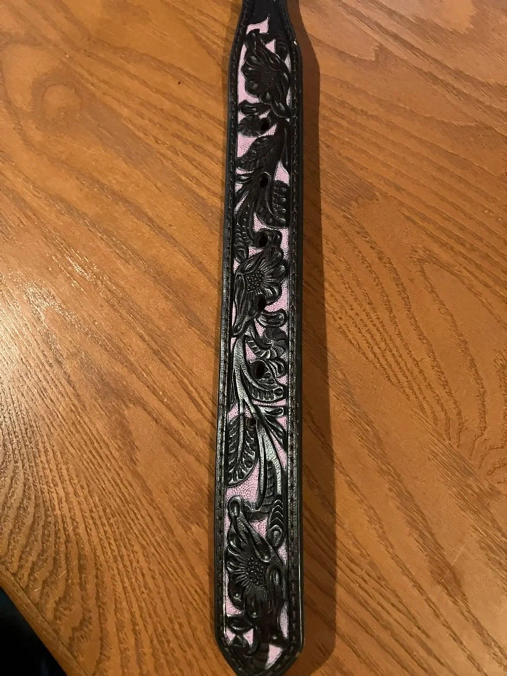 Ariat Girls Black and Purple Leather Belt with Silver Buckle and Rhinestones